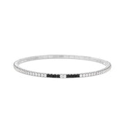 DEMEGLIO 18K White Gold White & Black Diamond Stretch Tennis Bracelet